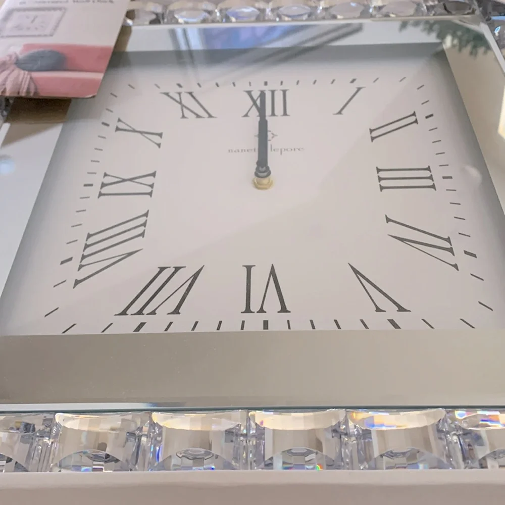 Luxurious & Glamorous Crystal Trim Mirrored 16” Wall Clock